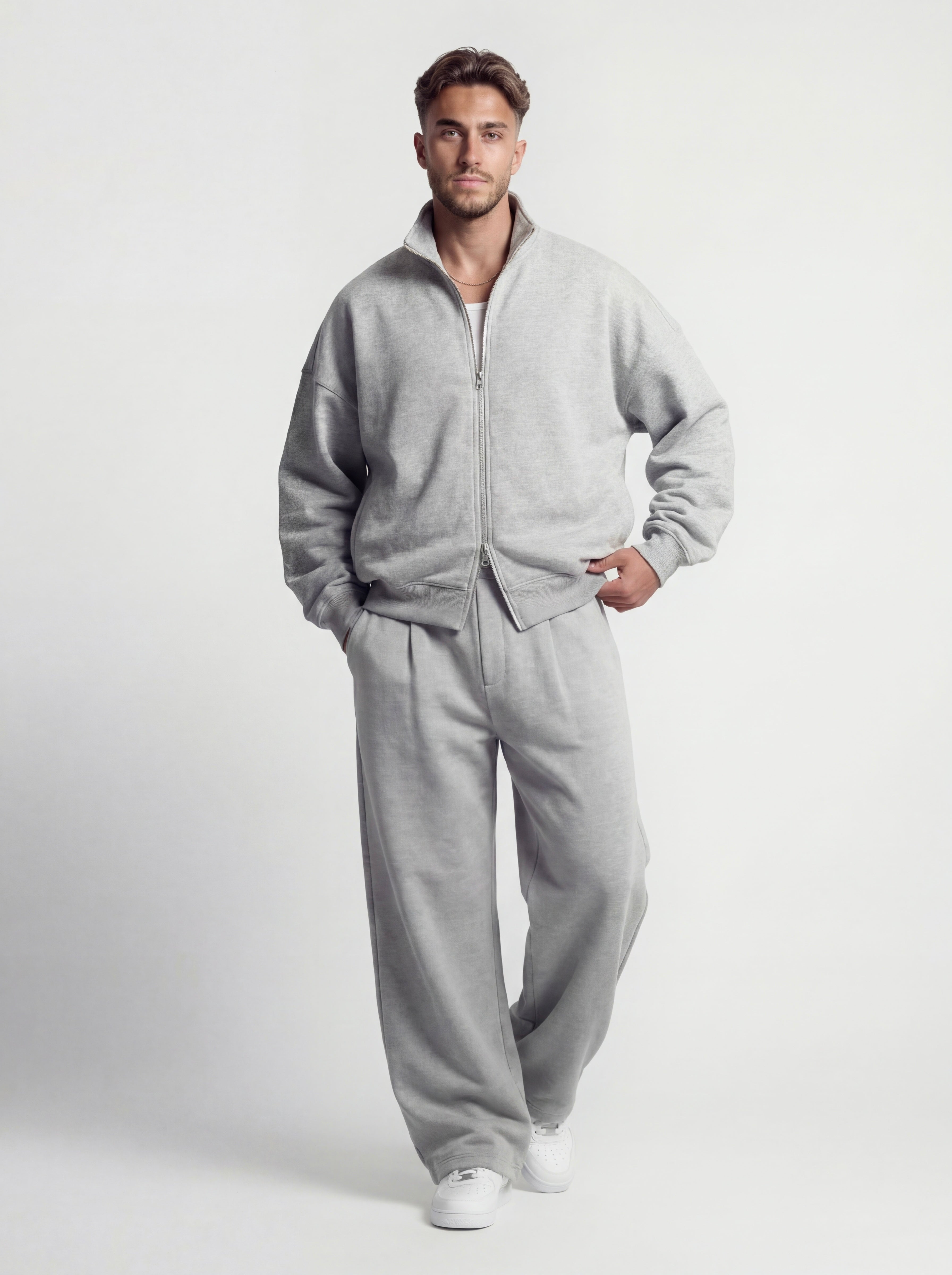 The High-Neck Dual-Zip Set